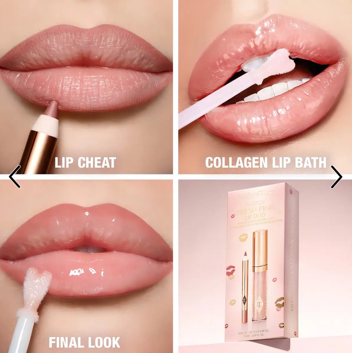 Charlotte Tilbury Mini Glossy Pink Lip Gloss + Lip Liner Set Fresh Pink - Pink Moon