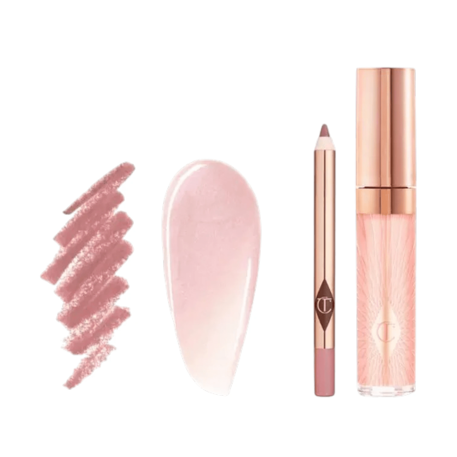 Charlotte Tilbury Mini Glossy Pink Lip Gloss + Lip Liner Set Fresh Pink - Pink Moon