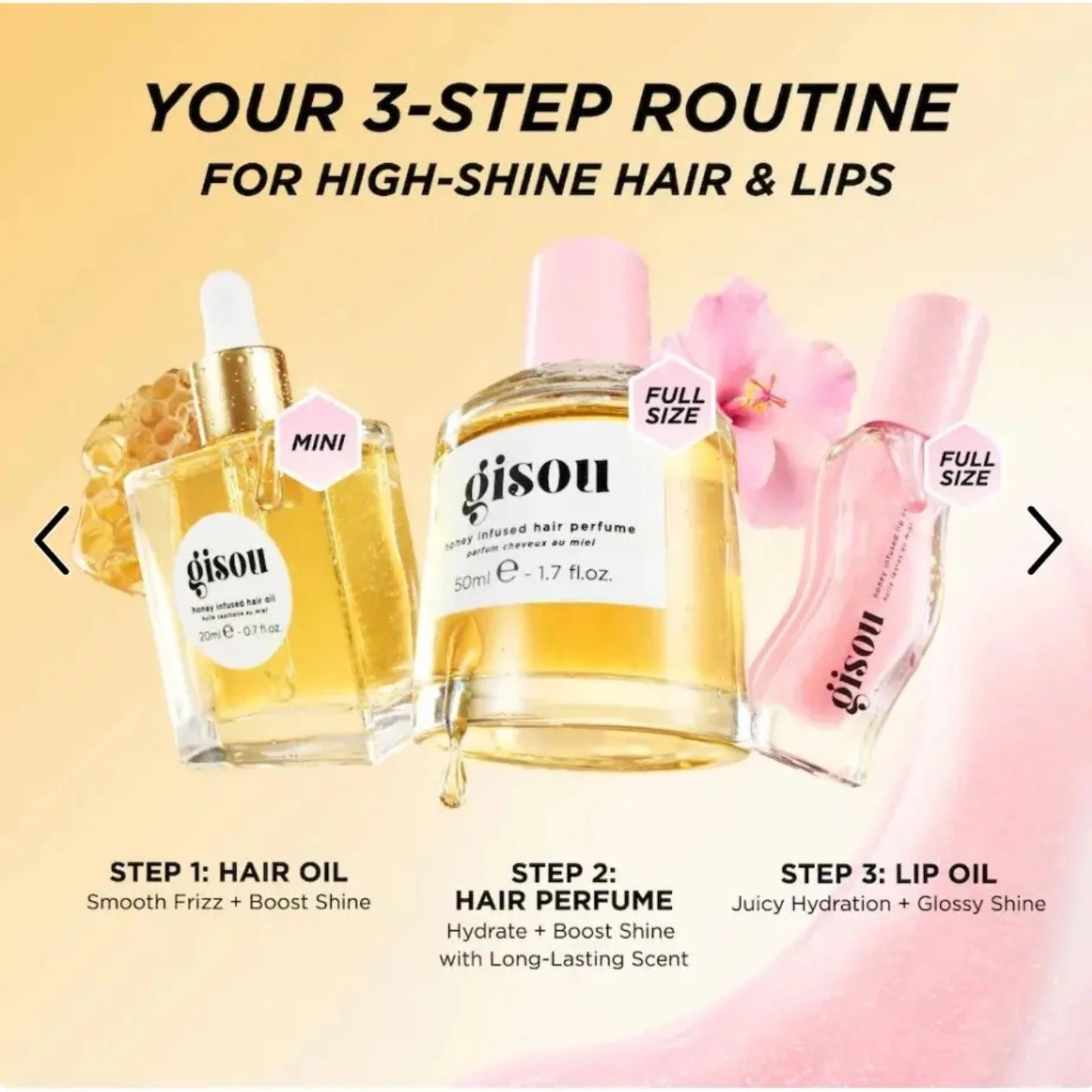 Gisou Honey Gloss Hydration Trio Set Perfume, Gloss y Aceite - Pink Moon