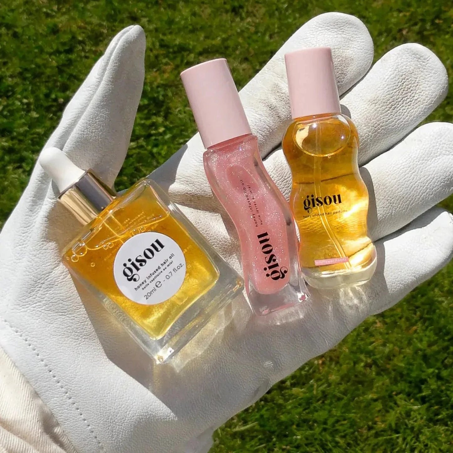 Gisou Set Honey Infused Perfume, Hair Oil & Lip Oil Mini - Pink Moon